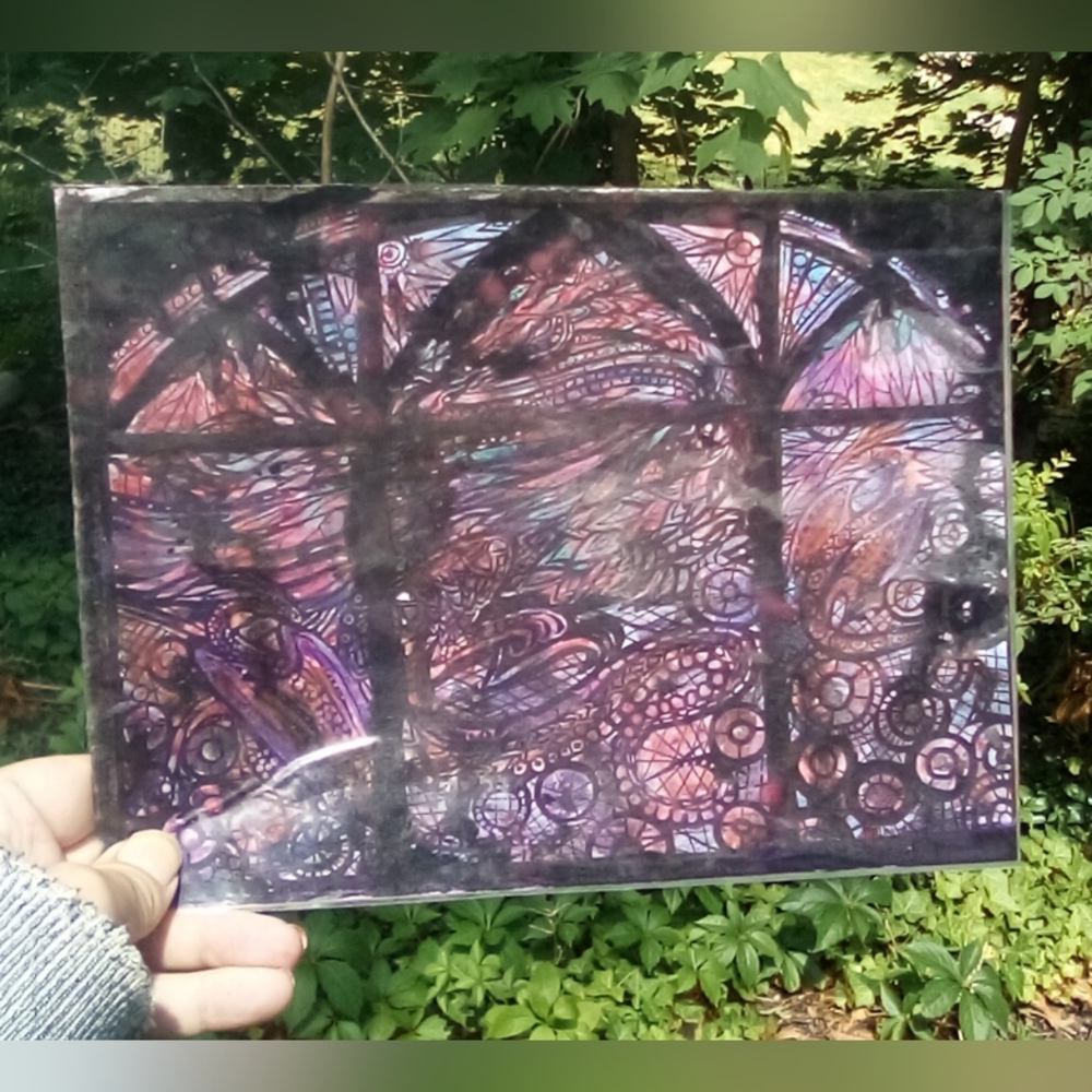 🎨Stained Glass Dragon Watercolor Painting Art🖼